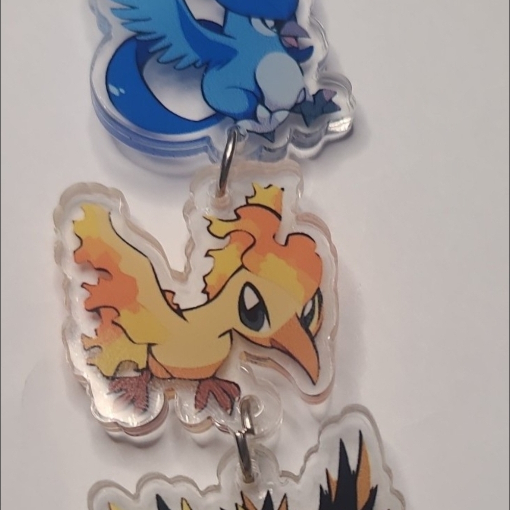 Pokemon Articuno Moltres Zapdos Acrylic Charm Keychain